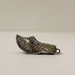 Vintage Shoe Clog Charm Filigree Pendant